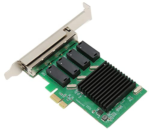 Hosit Tarjeta de Red PCIe, 4 Puertos Wake on LAN 10 100 1000 Mbps Tarjeta Gigabit Ethernet para Servidor