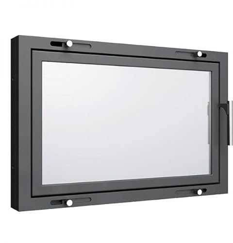 Genérico - Puerta de estufa 65 x 45 cm con cristal, sentido de apertura: izquierda, tirador a la derecha. Moderno