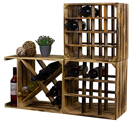 Kistenkolli Altes Land Weinregal Mix Regalkiste Flaschenablage Weinregal Apfelkiste/Weinkiste Weinschrank (Weinregal Kombo 3er)