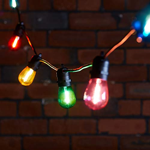 Lights4fun Ultimate Connect 25m 50er LED Party Lichterkette Außen Koppelbar Bunt Retro Glühbirnen Lichterkette Kugel strombetrieben