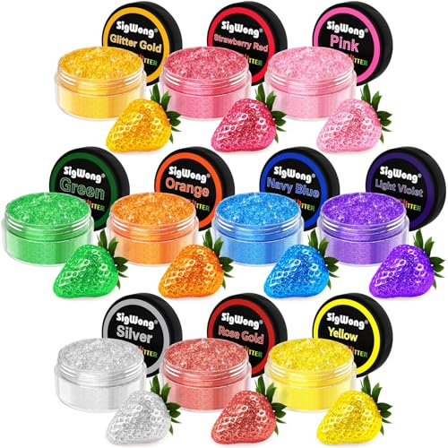 Edible Glitter - 10 Colors Luster Dust Edible Set for Drinks, Food Grade Edible Glitter Dust for Cake Decorating, Cocktail, Fondant, Strawberries, Candy, Valentines Cookie, Chocolate, Vegan and Gluten Free - 4g/bottle