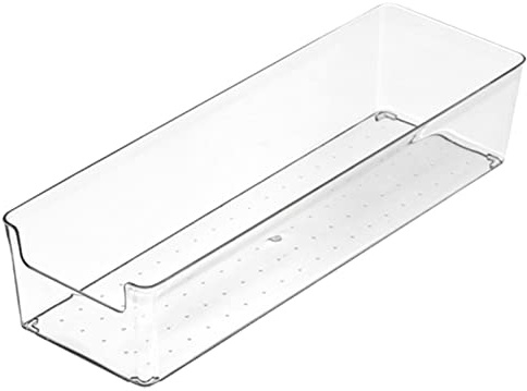 VALINK Clear Plastic Drawer Organiser Trays Desk Versatile Kitchen Drawer Organiser Storage Tray, Make up Organiser, Clear Dividers Storage Bins, for Kitchen Bedroom Bathroom Large Long Box