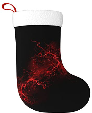 TRESILA Personalisierbarer Weihnachtsstrumpf Nikolausstrümpfe, Geschenktüten, Süßigkeitenbeutel, Weihnachtsbaum, zum Aufhängen für Weihnachten, Feiertage, Party, Explosion Burst, Rot / Schwarz