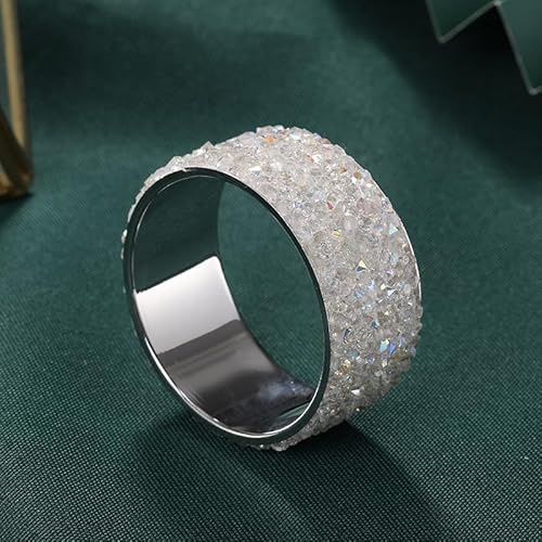 SYSUII Serviettenringe 10 Stück Metall Serviettenschnallen Bling Strass Diamant Serviettenschnallen Servietten Ring für Hochzeitsfeier Abendessen Thanksgiving Jubiläum Tischdekoration -Silber + Weiße