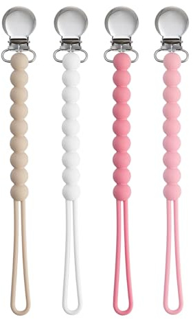 BOUESA - Set di 4 clip per ciuccio per ragazze, ciuccio per bambini, clip in silicone con divisori, per tenere pulito il ciuccio, porta ciuccio