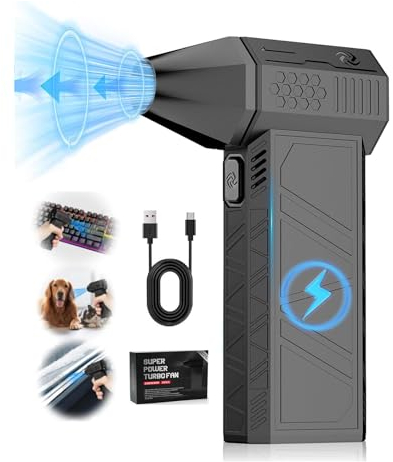Electric Air Duster, Compressed Air Cleaner for PC. 130000RPM Air Blower, 3-Speed Cordless Rechargeable Air Blaster Jet Fan for Laptop, Keyboard, Cars, Replaces Compressed Air Can (Black)