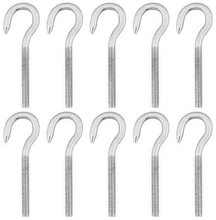 Paquete de 10 ganchos de acero inoxidable M6 304, perno de 70 mm, vástago largo atornillado, iluminación, hogar, jardín u oficina
