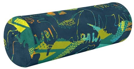 Nackenrolle, langes Memory-Foam-Nackenrollkissen zum Schlafen, runde Kisseneinsätze, kleines Zylinderkissen, Nackenrolle, dekorative Kissen, Grunge-Muster, Dinosaurier auf dunkel