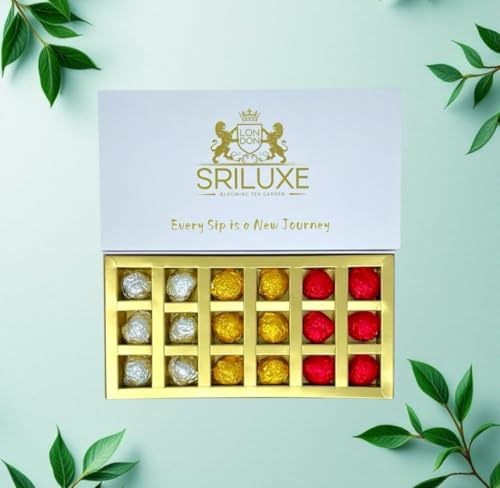 SRILUXE - Premium Blooming Flower Tea - 18 Pieces Assorted Collection | Wonderfully Wrapped in White, Gold and Red | Perfect for Gifting or Self-Indulgence