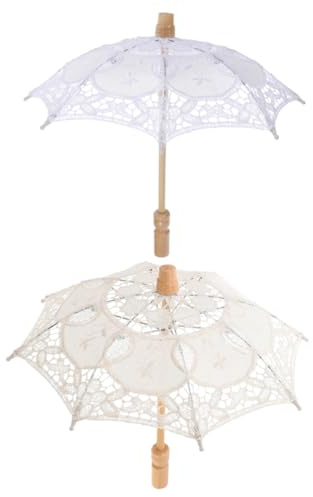DEARMAMY 2stücke Hochzeitsschirme Mit Spitzenstickerei Elegante Brautschirme Für Fotografie Und Bühnenaufführungen Leicht Und Tragbar Für Hochzeiten Und Themenpartys