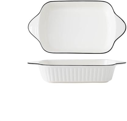 FAJNUZI2024 Plat à Four Assiette de Cuisson créative scandinave, Assiette rectangulaire en céramique, Bol à Salade, Vaisselle de Cuisine Plat à Lasagne