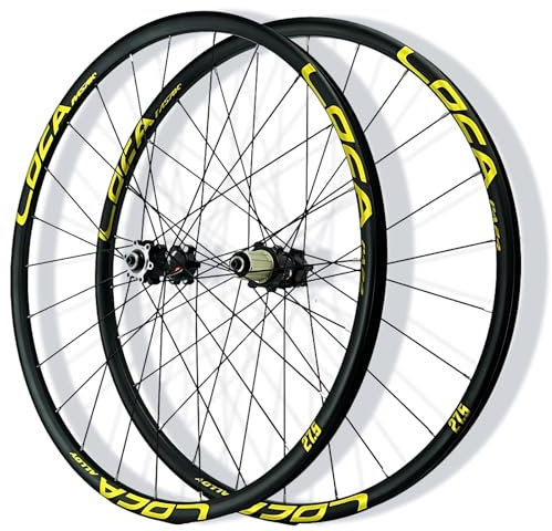 HZXQCVB 26/27.5/29IN Mountain Bike Wheelset Quick Release Front And Rear Wheels Aluminum Alloy Rims Disc Brake 24H Hubs For 8/9/10/11/12 Speed(B-Gold,27.5in)