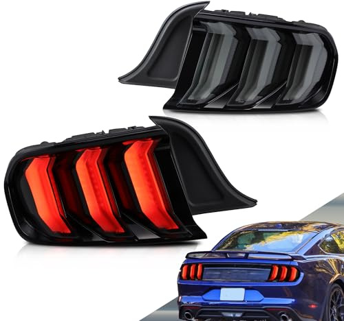 VLAND 5 Modi Rückleuchten kompatibel für Mustang 2015-2023, Mit E-Prüfzeichen, 1 Satz (Schwarz) US-Modelle müssen möglicherweise modifiziert werden