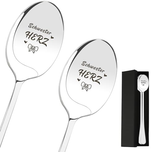 Schwester Geschenke Geburtstagsgeschenk Schwestern Löffel, Geschenke für Schwestern mit Gravur Kaffeelöffel, Große Schwester Geschenk, Geschenkideen Geschwister Weihnachten