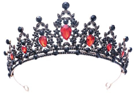 Couronne Strass, Diadème Mariage Couronne, Couronne Baroque Vintage Ronde, Rétro Gothique Strass Couronne pour Mariage, Tiare Baroque pour Femme,Diadème en Cristal, Cristal Diademe Femme (B)