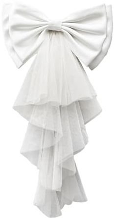 NICENEEDED Lazo de Satén Desmontable para Vestido de Novia, Vestido de Novia Blanco con Lazo En la Espalda Y Cola de Tul Irregular, Lazo Grande de Satén