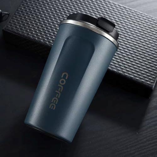Termo Café para llevar Pequeño | Taza Térmica Café Te Infusiones | Vaso Térmico Antigoteo Hermético | Acero Inoxidable 304 Doble Capa Aislamiento Sin BPA | Bebidas Calientes y Frías Llevar (Azul)
