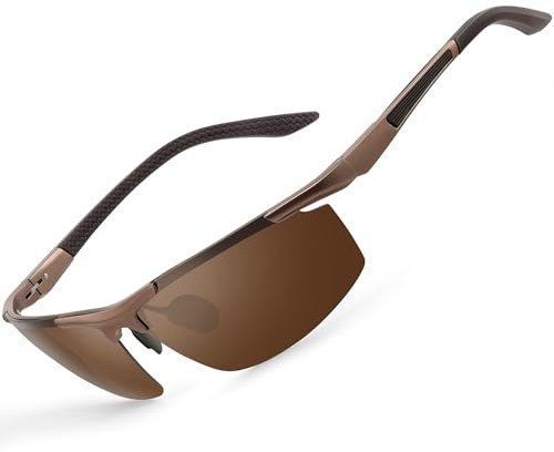 gesruny-Sonnenbrille-Herren-Damen-polarisiert-UV400-Blend Schutz-Al-Mg Metallrahmen-Rechteckig-Ultraleicht-Sonnenbrillen-Klassisch-Retro-Unisex-Outdoor sport brille für Fahren-Braun