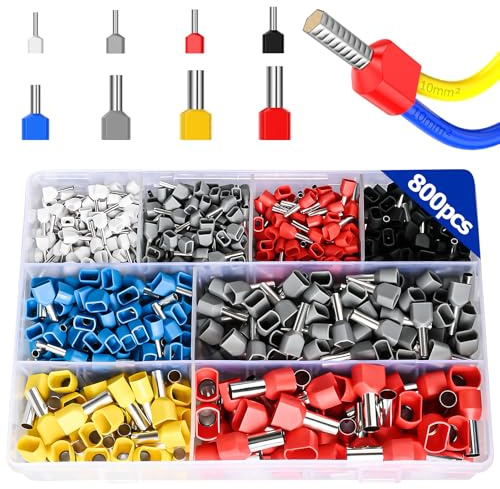 Preciva 800 cuffie elettriche doppie con crimpatura, crimpatura, linguetta termoretraibile, 2 x 0,5-10 mm², adatta per il fai da te e il restringimento industriale.