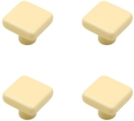 RSWZSFL 4 Stück Schubladenknöpfe Schrankknöpfe Quadratische Form Keramik Möbelknöpfe Modern Türknöpfe mit Schrauben für Kinderzimmer Küchenschrank Kleiderschrank (Beige)