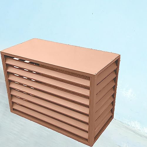 Outdoor-Klimaanlagenabdeckung, Sichtschutzzaun, Balkon, Lamellen, Pflanzenregal mit wind- und sonnenfesten Eigenschaften, freistehend, für Klimaanlagen-Gestell (Champagner, 100 x 70 x 50 cm)