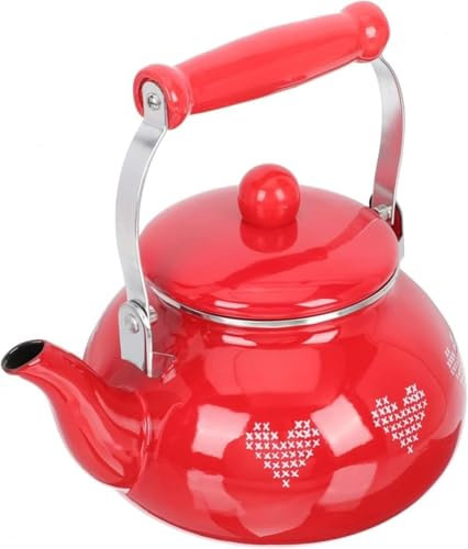 VZXATYOP Tetera de Esmalte Rojo - Tetera Vintage silbante for Cocina, Regalo de Boda, pequeña Tetera de Esmalte de diseño clásico Retro