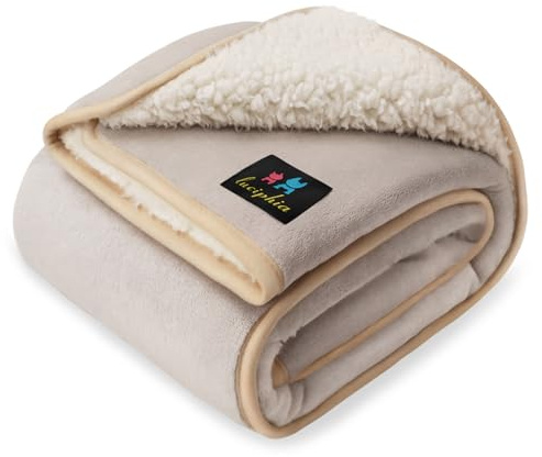 luciphia wasserdichte Hundedecke Waschbar, Haustierdecke für Grosse Mittelgroße Hund Katzen, Kuscheldecke Weich Flaushig Sherpa Fleece, Wasserdicht Decke für Sofa Couch Bett, Beige 145 x 216 cm