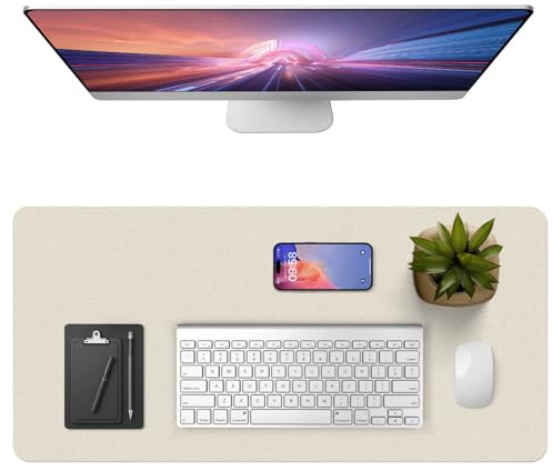 Vicwe Schreibtischunterlage, 90 x 43 cm Wasserdichte Schreibtischunterlage aus PVC-Leder, Multifunktionales Office Mousepad Laptop Schreibunterlage, Tisch-Schutz Unterlage für Büro/Home(Primelgelb)