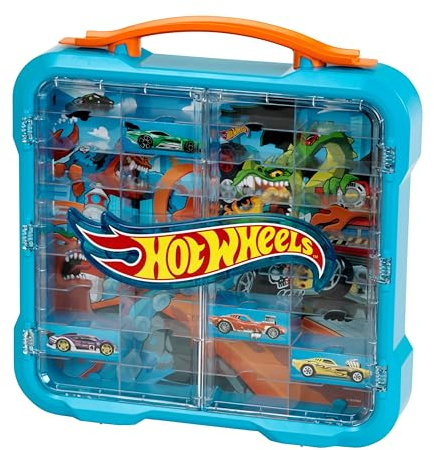 Theo Klein 2411 Hot Wheels Sammelkoffer Coole Aufbewahrung mit Licht, Wandbefestigung und Platz für 36 Autos Spielzeug für Kinder ab 3 Jahren