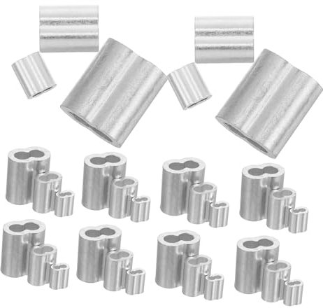 Yardenfun 150 Piezas Manguitos de Engarce de Cables Clip de Aluminio para Cable de Manguitos de Bucle de Abrazaderas de Engarce de Aluminio
