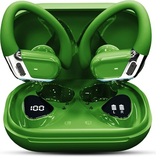 Bluetooth Kopfhörer Sport, Kopfhörer Kabellos Bluetooth 5.4 mit 4 ENC Noise Cancelling Mic, In Ear Kopfhörer mit HiFi Stereo, 50 Std Spielzeit Kabellose Ohrhörer, IP7 Wasserdicht, Dual LED-Anzeige