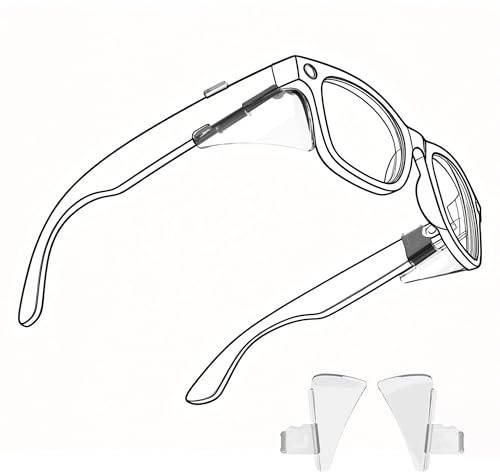 HiBloks Skyddsglasögon sidoskydd för Ray-Ban Meta Wayfarer/Skyler/Headliner (Gen 2) och Oakley Meta HSTN smarta glasögon tillbehör, lätt, komfort och påverkar inte laddning (genomskinlig)