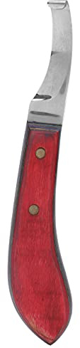 Coltello per zoccoli curvo Respicefinem per mano destra con manico in legno per l'uso da maniscalco nella rifinitura e pulizia efficiente degli zoccoli dei cavalli