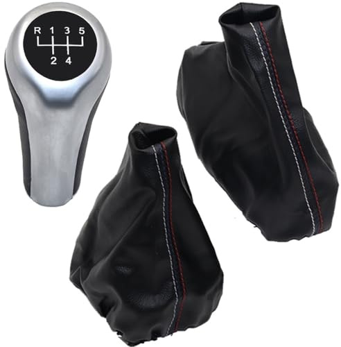 Schaltsack & Schaltknauf Schaltmanschette Schalthebel Manschette Passt für BMW 3 Series E36 E46 e39 Auto-Zubehör-5 Speed Silver