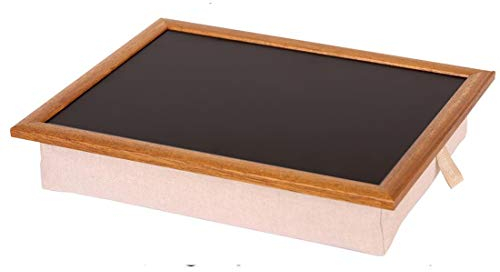 Andrew´s Knietablett Laptray mit Kissen Tablett für Laptop Stoff Uni Natur/of schwarz