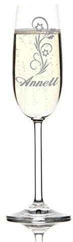 polar-effekt 1 Sektglas inkl. Gravur mit Motiv und Name schöne Geschenk-Idee für Champagner-, Prosecco- und Sekttrinker