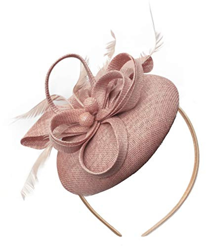 Caprilite Sinamay Haarreif mit Perlen, rund, für Damen, Hochzeit, Ascot Rennen