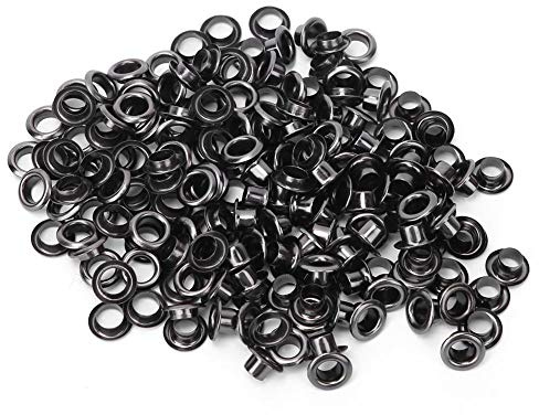 HEEPDD 100 Stück Ösen, doppelseitig Silber-Ösen Set Ösen Grommet Kit mit Unterlegscheiben Dekoration 5 mm mit 100 Dichtungen für Kleidung Schuhe Leder Handwerk Taschen Tags Werkzeuge