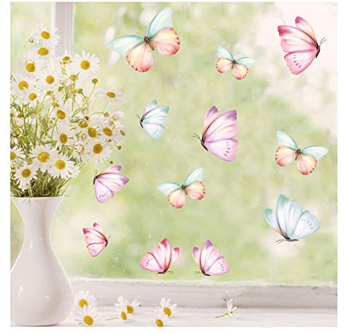 Wandtattoo Loft Fensterbilder Frühling mit Schmetterling Oster Motiv – A3 Bogen, Wiederverwendbar – Frühlingsdeko Fenster, Frühlingsbild Fenster, Fensterdeko Frühling, Fensterfolie Frühling