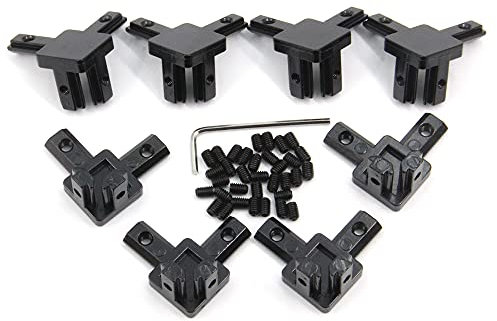 Zeberoxyz 8PCS Black 3 Way End Corner Bracket with Screws for 6mm T-Shape 2020 Series Aluminum Extrusion Profile (3-Way Corner Bracket-Black)