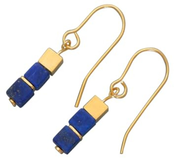 Würfel-Ohrhänger Lapislazuli, vergoldet
