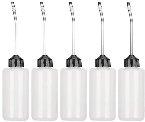 HERCHR 5 Pezzi Macchina Da Cucire Oliatore Può Riempimento Bottiglia, 120 ml Dispenser Olio Precisione con Beccuccio Punta Allungata in Plastica per Manutenzione di Macchine da Cucire
