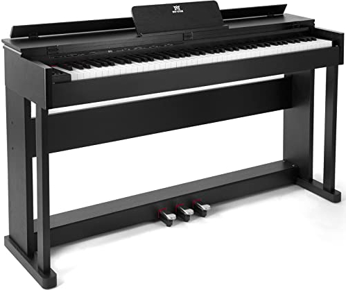 MUSTAR E- Piano 88 Tasten mit Hammermechanik, Digital Piano, E-Klavier mit 3 Pedale Adapter, 2 Kopfhöreranschluss, Dual Kontrollsystem, USB/MIDI, Klassisch professionell