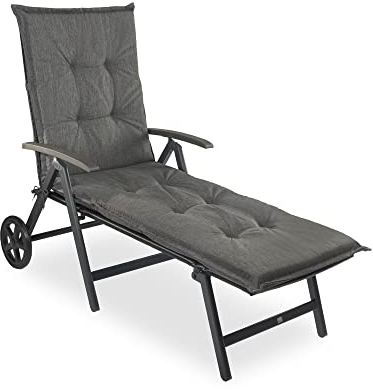 sunnypillow Liegenauflage 190 x 60 - Auflage Sonnenliege Polster für Gartenliege extra dick 9cm - Polsterauflagen Outdoor, wasserdicht, UV Lichtecht für Gartenmöbel Liegestuhl Liegen - Grau