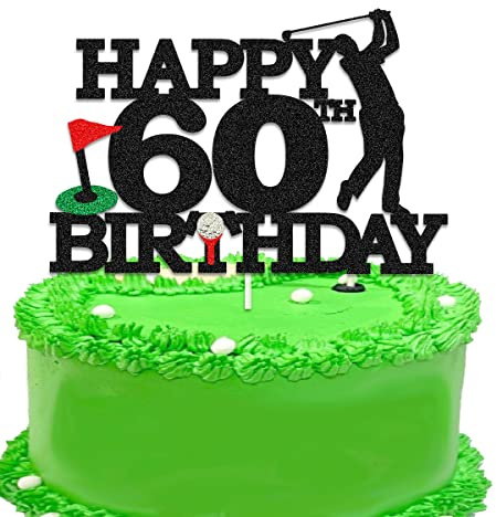 Golf Cake Toppers,60th Happy Birthday Cake Toppers,Golf 60th Happy Birthday Cake Decorations for Golf and 60th Themed Birthday Party