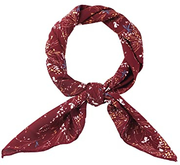 Allegra K Damen Chiffon Schal – 27,6 x 27,6 – Quadratisches Halstuch mit Blumendruck Weinrot 70x70cm/27.6x27.6 inches(LxW)