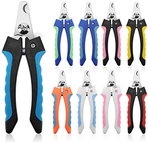 Lanties 9 Pcs Small Dog Nail Clippers Bulk with Safety Guard to Avoid Over-Cutting Pet Nail Claw Grooming Pet Cutter Toenail Trimmer for Small Medium Dogs Nails Home Grooming(Classic)