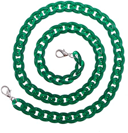 GALPADA Taschengurt Aus Harz Nicht Verblasst Taschenkette Für Damen Kunststoffketten Taschenzubehör Dunkelgrüne Jade
