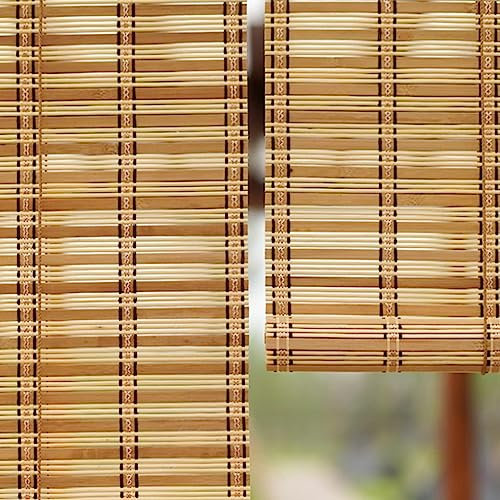 Retro Bambus Rollo Sonnenschutz Rollläden Bambusvorhang Balkon Pergola Sichtschutz Sonnenschutz Bambus Jalousie für Terrasse Garten Küche Einfach Aufzuhängen (100x220cm)