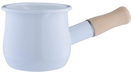 GRÄWE Olla para leche, 450 ml, apta para inducción, para salsas, mantequilla, moca, cacerola, mini olla con vertedor, mango de madera